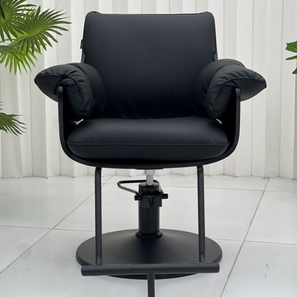 Professional black Karma Batemans Bay styling chair for Australian hair salons