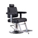 Karma Belmore professional black barber chair with horizontal stitching and hydraulic base