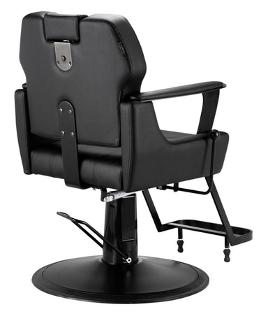 Side angle view of the black Karma Bowral reclining salon chair