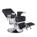 Karma Brisbane barber chair in fully reclined position for professional shaving services