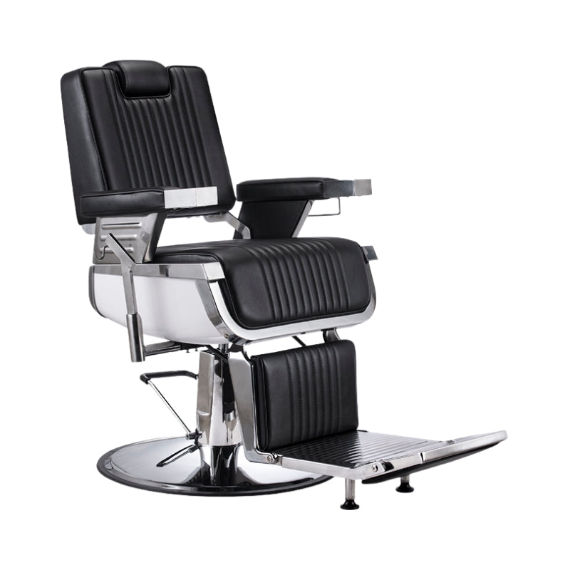 Karma Brisbane professional black barber chair with reclining backrest and hydraulic base