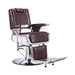 Karma Brisbane professional barber chair in brown vinyl with a modern streamlined design