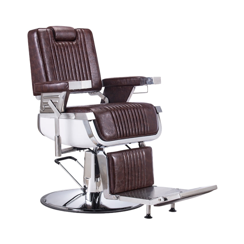 Karma Brisbane professional barber chair in brown vinyl with a modern streamlined design