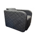 Karma Clunes black shampoo chair featuring premium diamond-stitched upholstery and manual lever