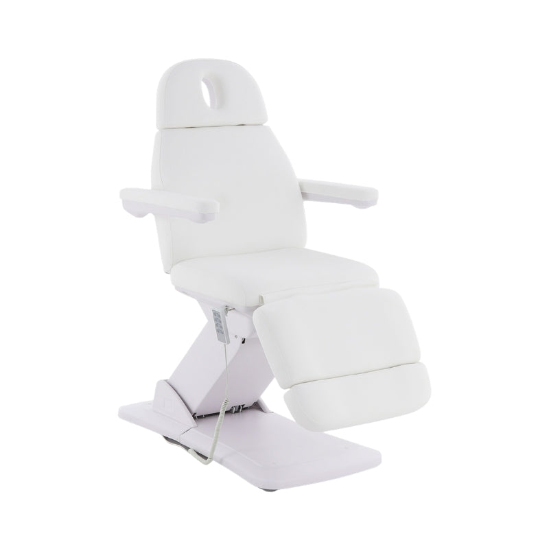 White Karma Dunedin premium electric treatment table with antimicrobial vinyl for clinics