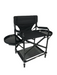Angled view of professional portable makeup chair with aluminum frame