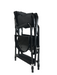 Rear view of folded makeup chair with carry bag