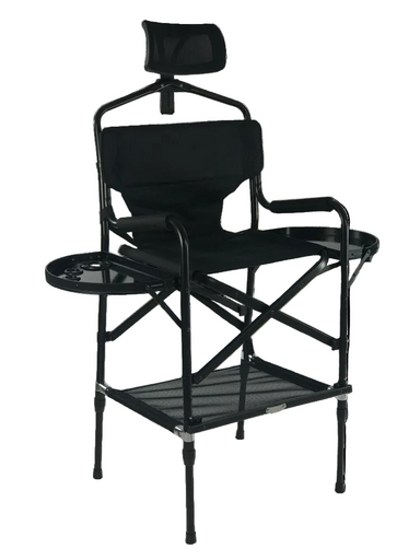 Black Karma Greenacre height adjustable portable makeup chair with headrest