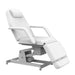 White Karma Hamilton electric beauty bed in a seated position with armrests