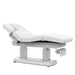 Top view of the white Karma Hunterville beauty bed showing the adjustable headrest and integrated breathing hole