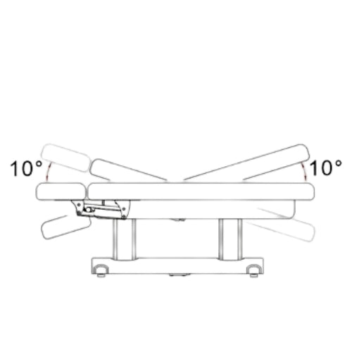 Technical diagram showing the 10 degree Trendelenburg tilt functionality of the Karma Hunterville bed