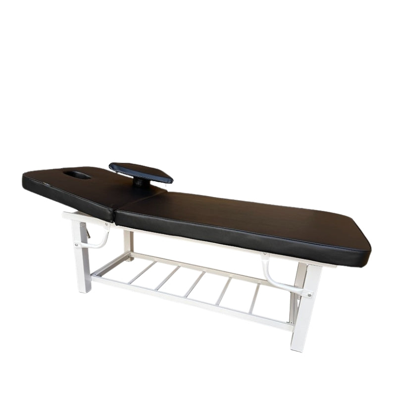 Black Karma Napier beauty bed and massage table with adjustable backrest and storage rack