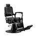 Front view of the black on black Karma Noosa barber chair for Australian barbers
