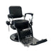 Professional black barber chair shown without headrest for hair cutting services