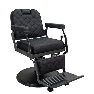Black Karma Paddington barber chair with diamond quilted upholstery and heavy duty base