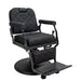 Black Karma Paddington barber chair with diamond quilted upholstery and heavy duty base