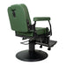 Rear angle of green Karma Paddington chair showing structural build