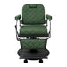 Front view of green Karma Paddington chair for Australian barbers