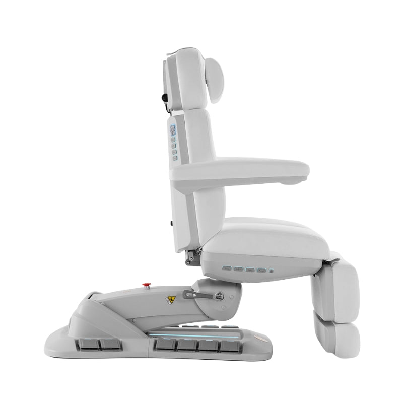 Karma Queenstown premium beauty treatment bed in white showing side profile in seated position