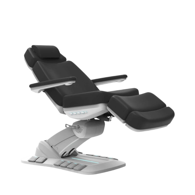 Front angled view of the Karma Queenstown beauty bed in charcoal grey for medispas
