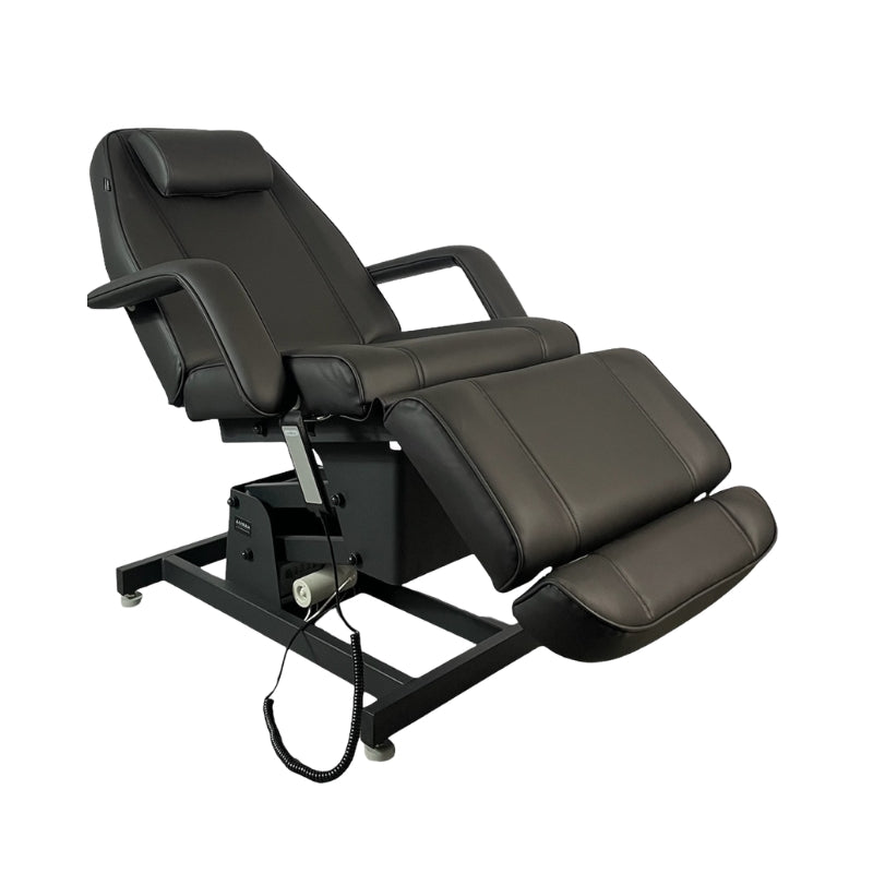 Luxury black electric beauty bed with internal safety hinges and anti-microbial vinyl