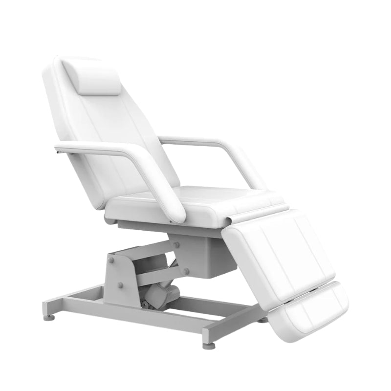 Karma Rotorua electric beauty bed in white with adjustable backrest and leg section for salon treatments