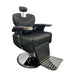 Karma Runcorn professional black barber chair with reclining backrest and hydraulic base for Australian barbershops