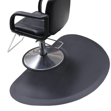 Close up of the Karma hairdressing mat showing the semi-circle cutout designed for round base salon chairs