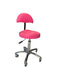 Pink ergonomic salon stool with contoured padded seat for beauty professionals