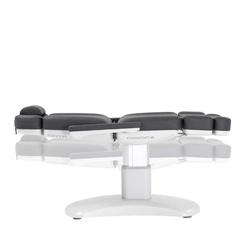 Karma Stratford electric beauty bed adjusted to a completely flat position for massage or facial treatments