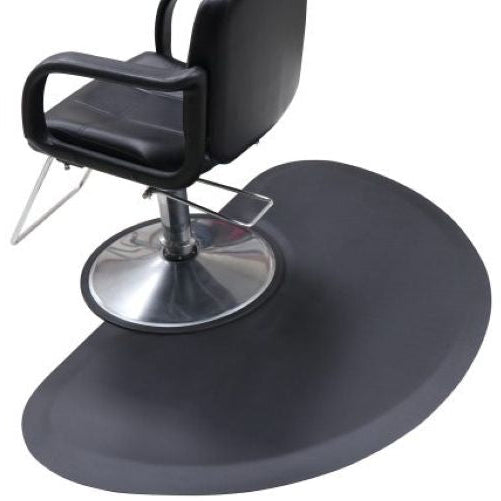 Close up view of the 15mm thick Karma hairdressing mat showing the anti slip surface under a chair base