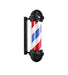 Traditional 72cm wall-mounted barber pole with black caps and rotating LED cylinder