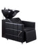 Black Karma Wangaratta shampoo basin unit with reclining lounge shown from front angle