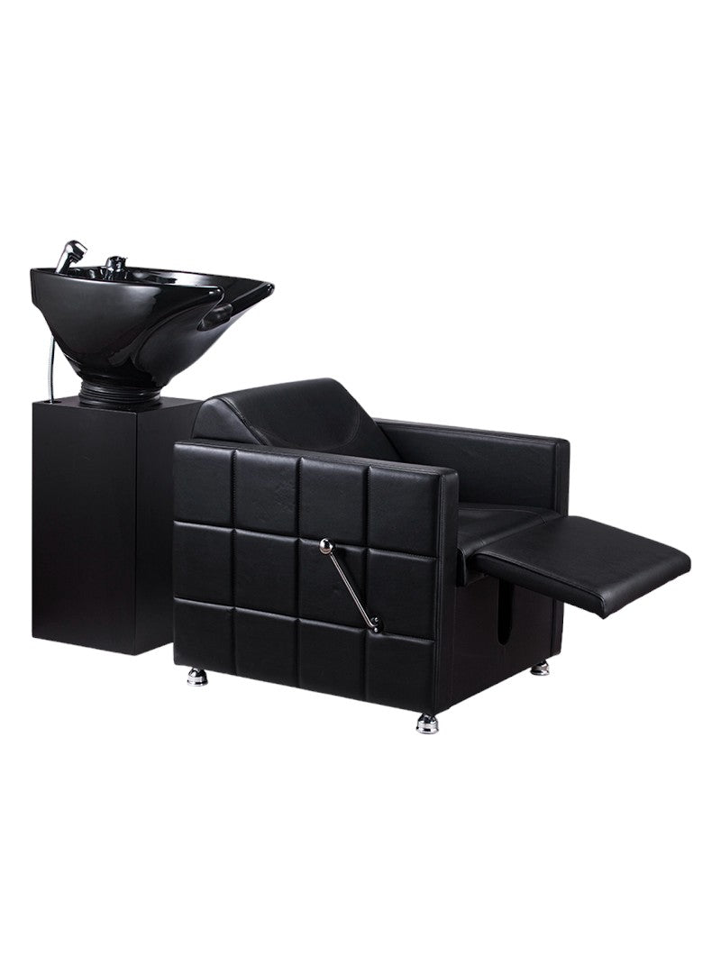 Black Karma Wangaratta basin unit shown fully reclined from side angle