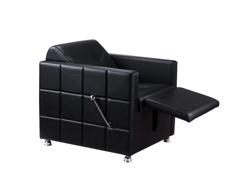 Reclined black Karma Wangaratta shampoo basin unit for salon wash stations