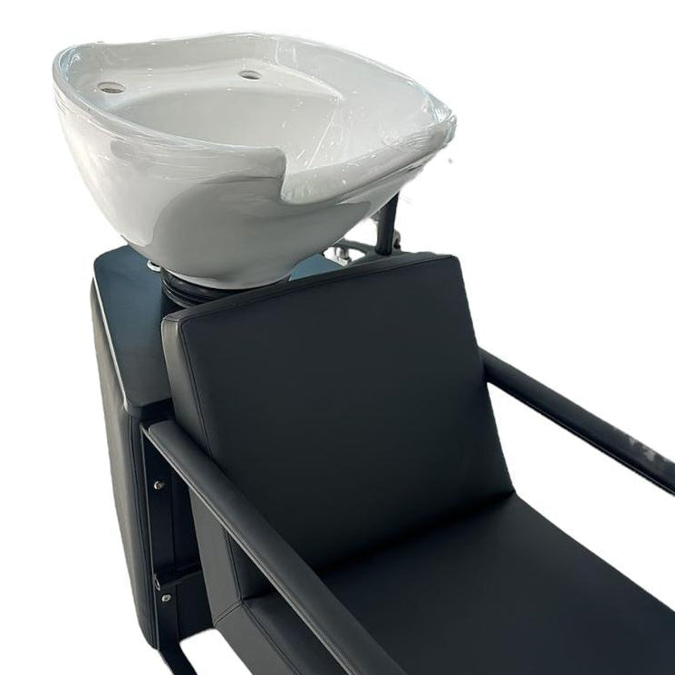 Close up of the adjustable white tilting ceramic basin on the Karma Wodonga backwash unit
