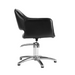 Side view of black salon styling chair with hydraulic five star base