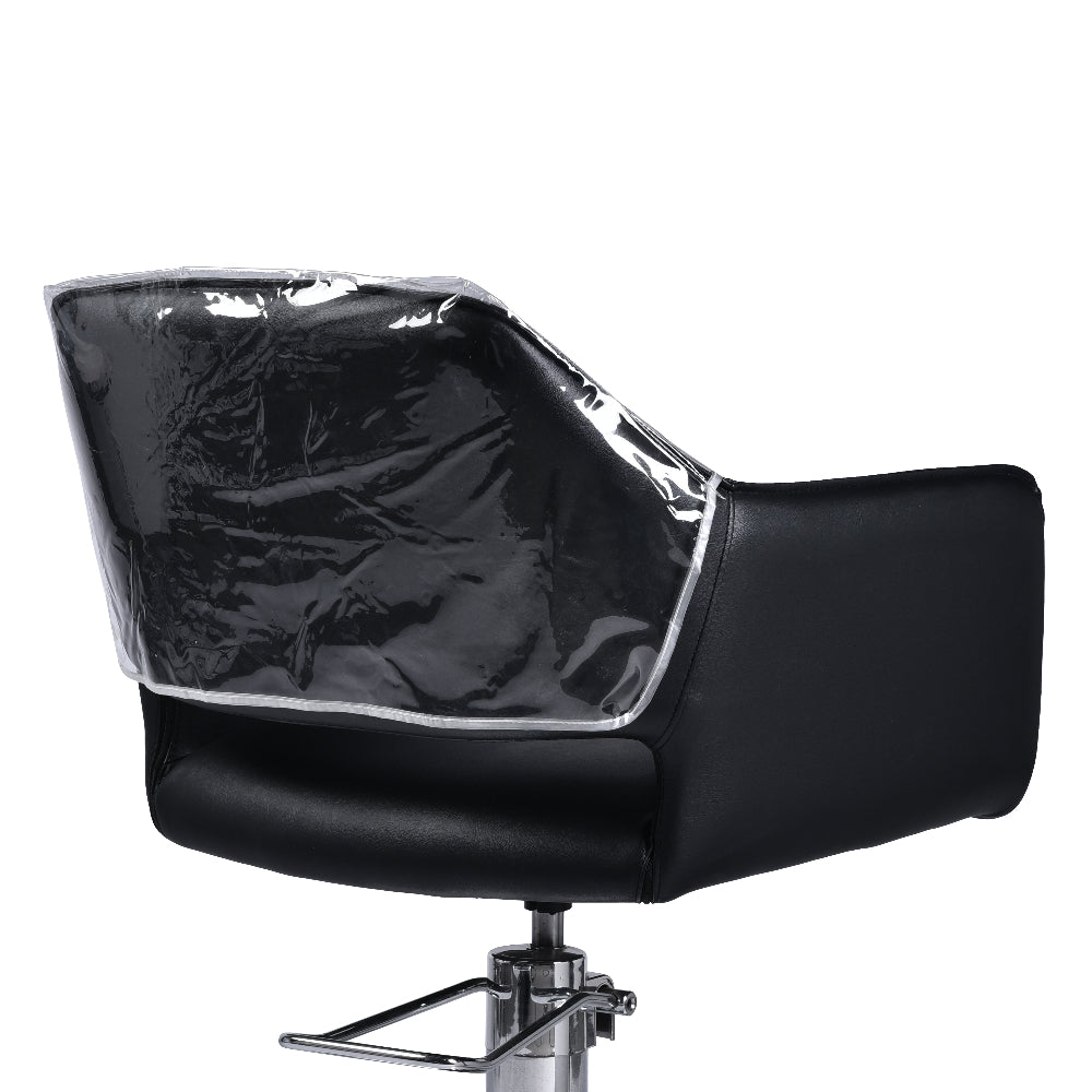 Kathleen styling chair back protected with professional salon chair cover
