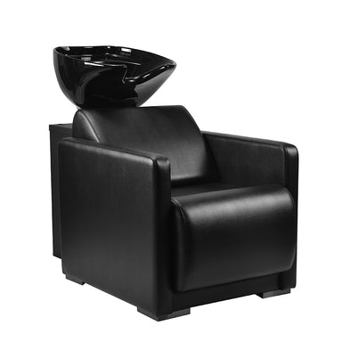 Black Kelly professional shampoo unit with ceramic basin for salons