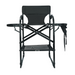 Black professional makeup chair with aluminum frame for salon and studio use