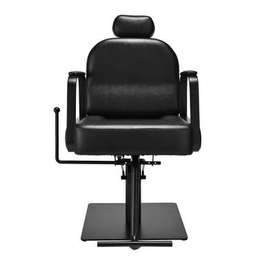 Lauren brow reclining styling chair in all black front view