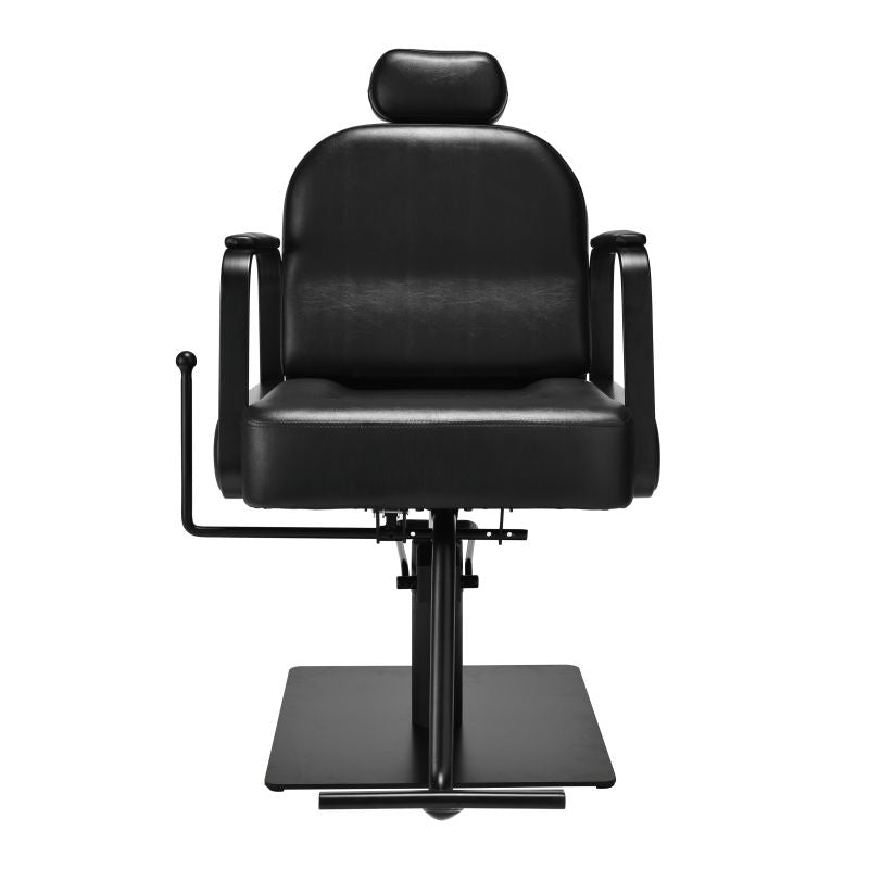Lauren brow reclining styling chair in all black front view