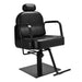 Side view of black reclining beauty styling chair