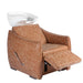 Desert rose Leesa professional shampoo unit with padded seating footrest out