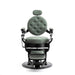 Agave green professional barber chair with hydraulic base front view