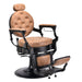 Desert upholstered barber chair with black frame and hydraulic base