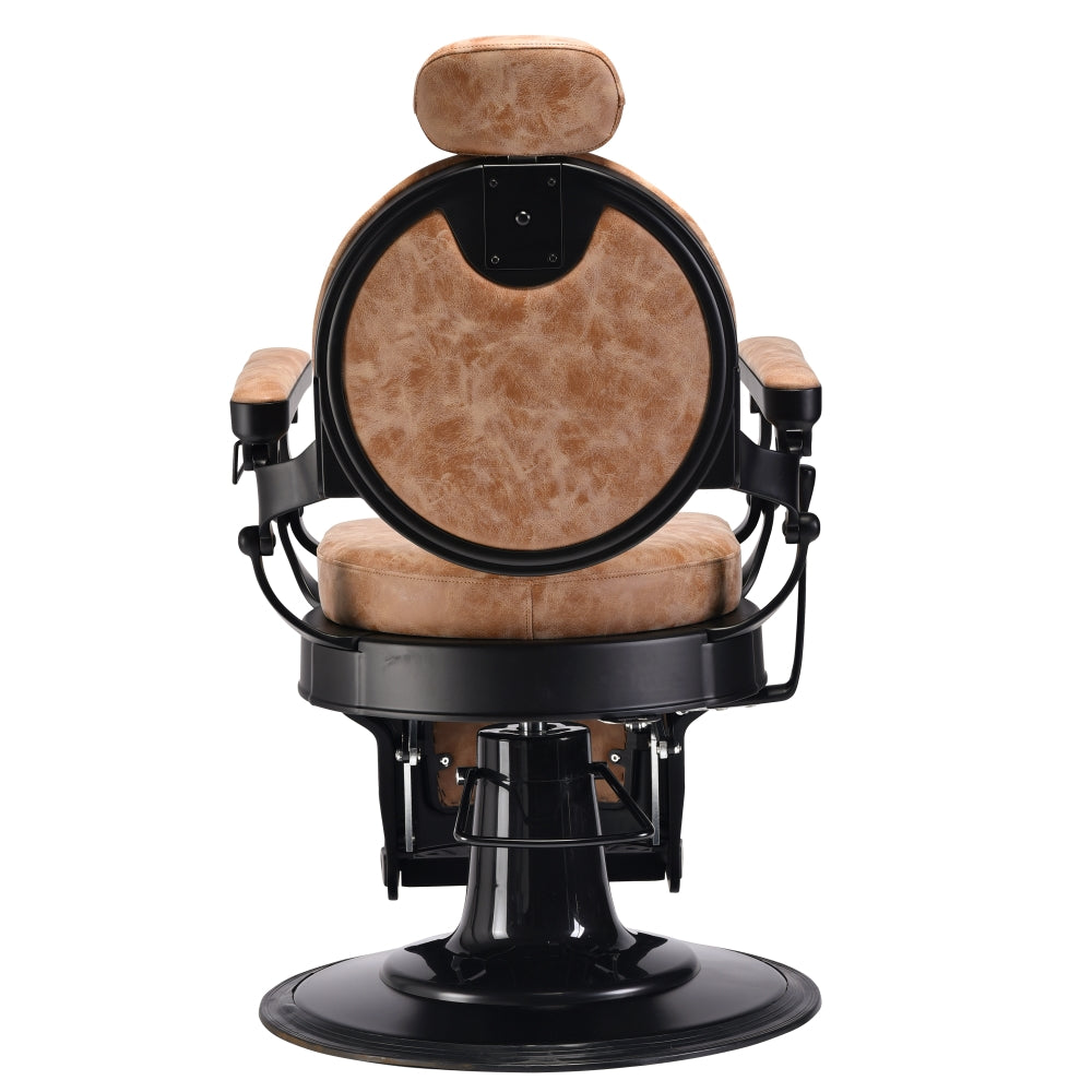 back view of desert barber chair seat and backrest