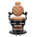 Desert tan professional barber chair front view with padded upholstery