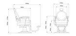 Technical dimensions diagram of Liam gold barber chair
