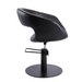 Side view of Mia salon styling chair showing ergonomic seat and black vinyl upholstery